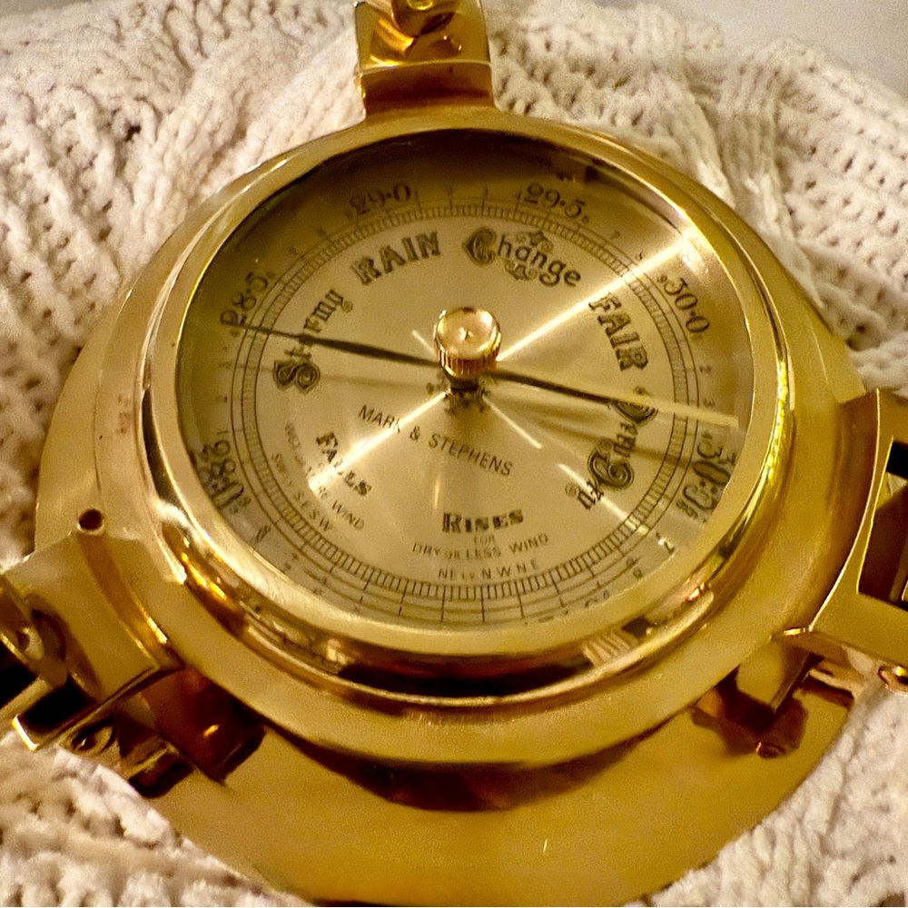 Vintage Solid Brass Porthole Style Barometer